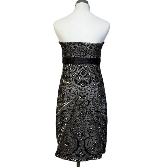 Sue Wong strapless BLACK/ PLATINUM Embroidered  beaded Cocktail evening prom - Picture 3 of 12